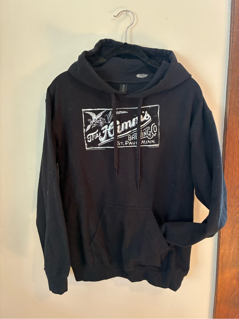 Black Hooded Pullover Sweatshirt with Chest Logo